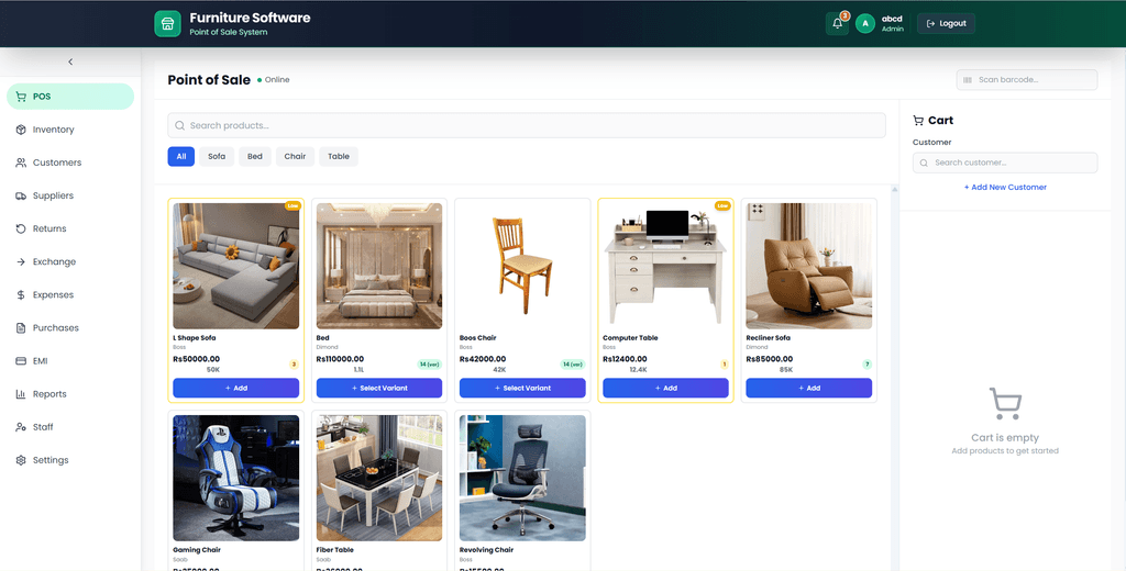 Furniture POS & Inventory Software screenshot 1